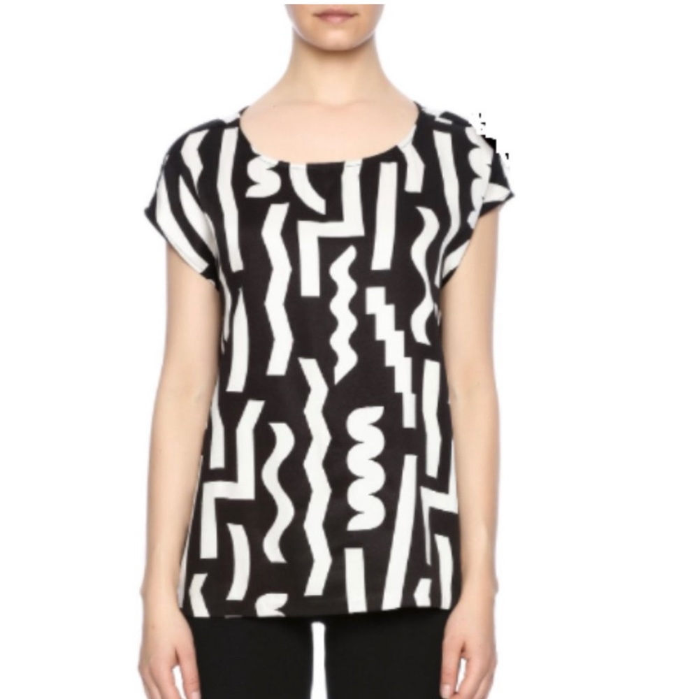 Modern Geometric Black and White Women's Blouse